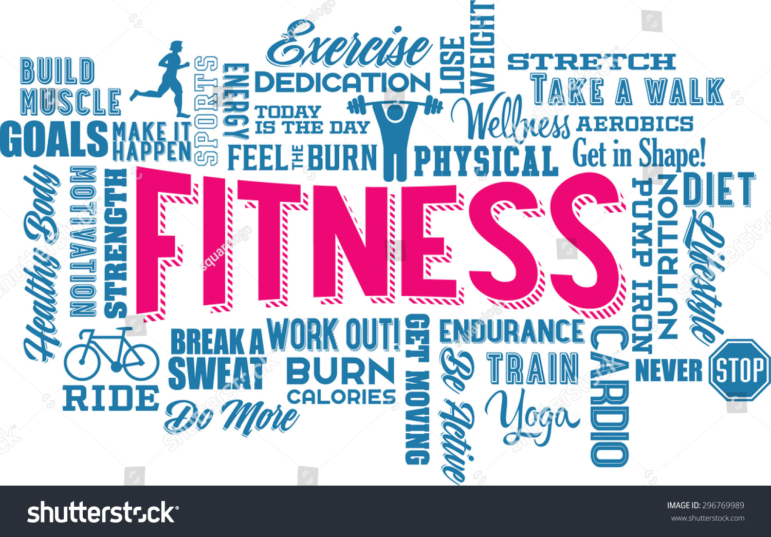 Fitness Word Cloud And Collage Stock Vector Illustration 296769989 ...