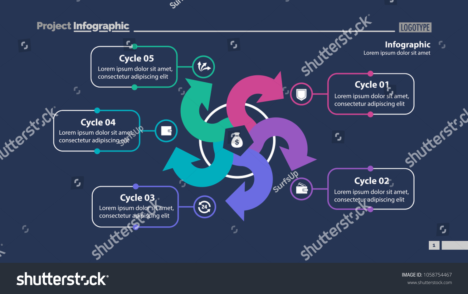 Five Arrows Process Chart Slide Template Stock Vector Royalty Free 1058754467 Shutterstock 4668