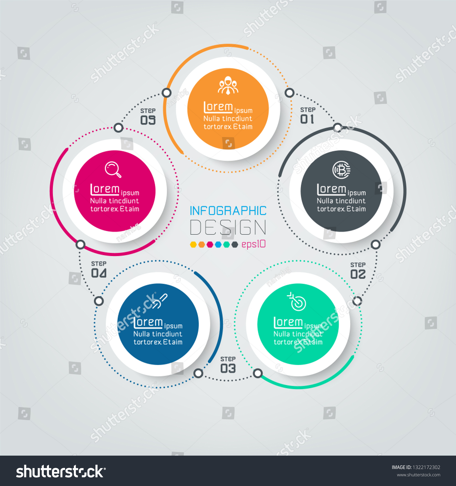 Five Connecting Circle Infographics Stock Vector (Royalty Free) 1322172302