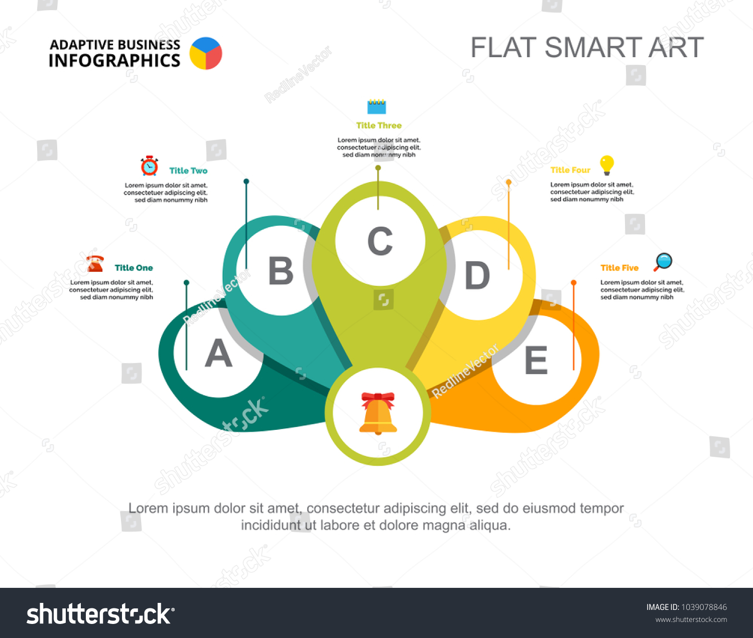 Five Elements Process Chart Slide Template: Vector có sẵn (miễn phí bản ...