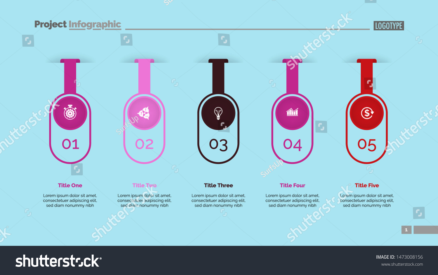 Vektor Stok Five Options Infographic Diagram Step Chart Tanpa Royalti 1473008156 Shutterstock 5551