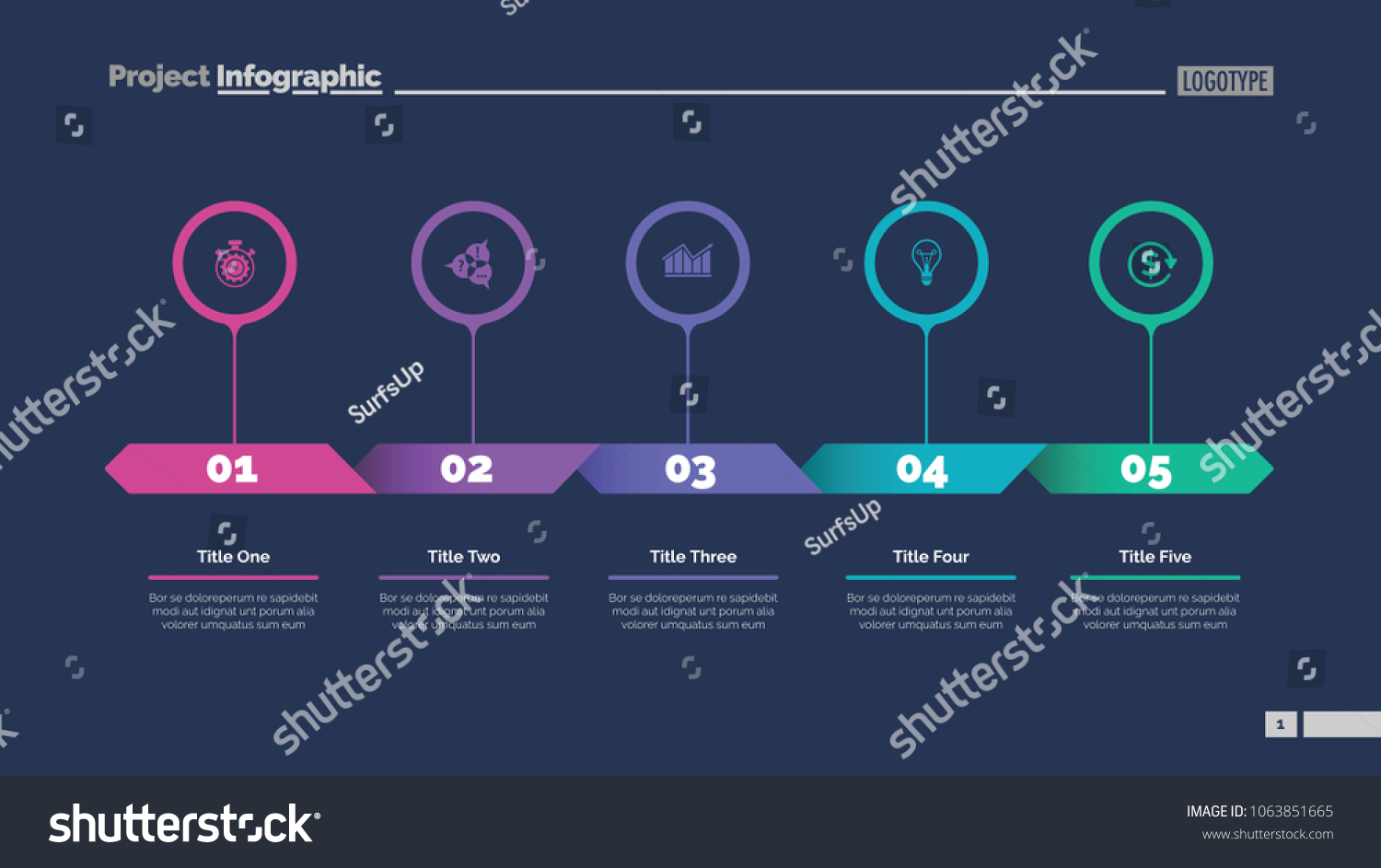 Five Options Process Chart Slide Template Stock Vector Royalty Free 1063851665 Shutterstock 6089
