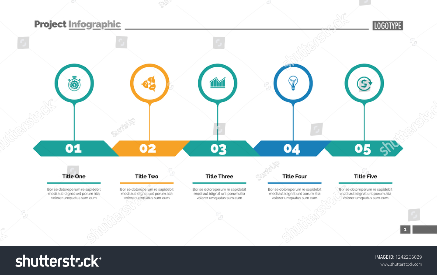 Five Options Process Chart Slide Template Stock Vector (Royalty Free ...