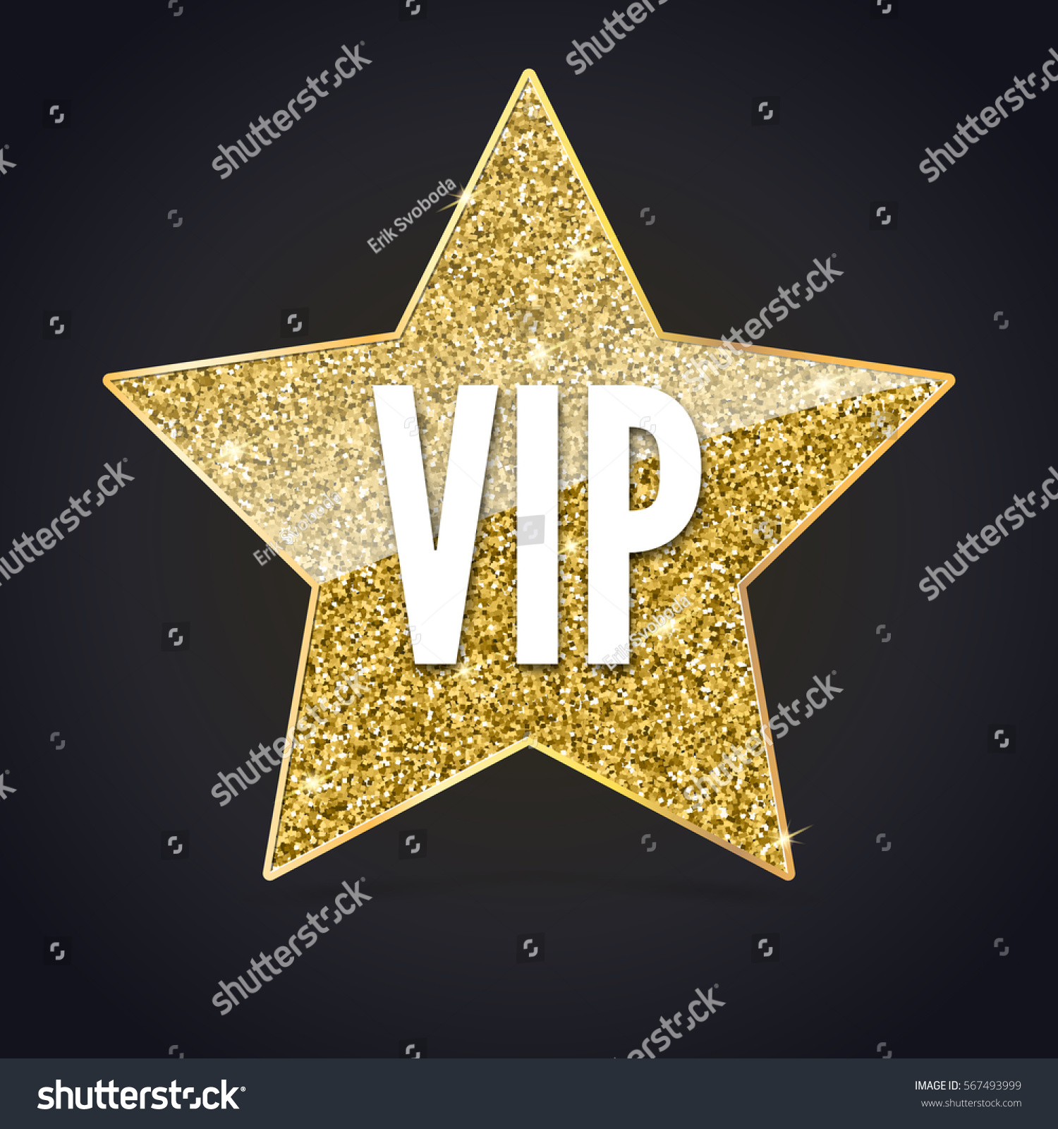 Fivepointed Star Golden Edging Inscription Vip Stock Vector Royalty Free