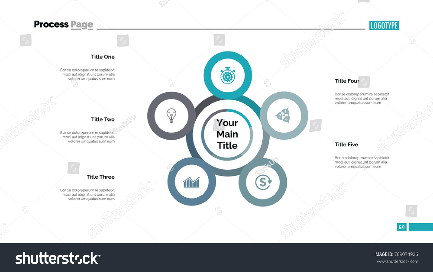 Five Points Strategy Slide Template Stock Vector (Royalty Free ...