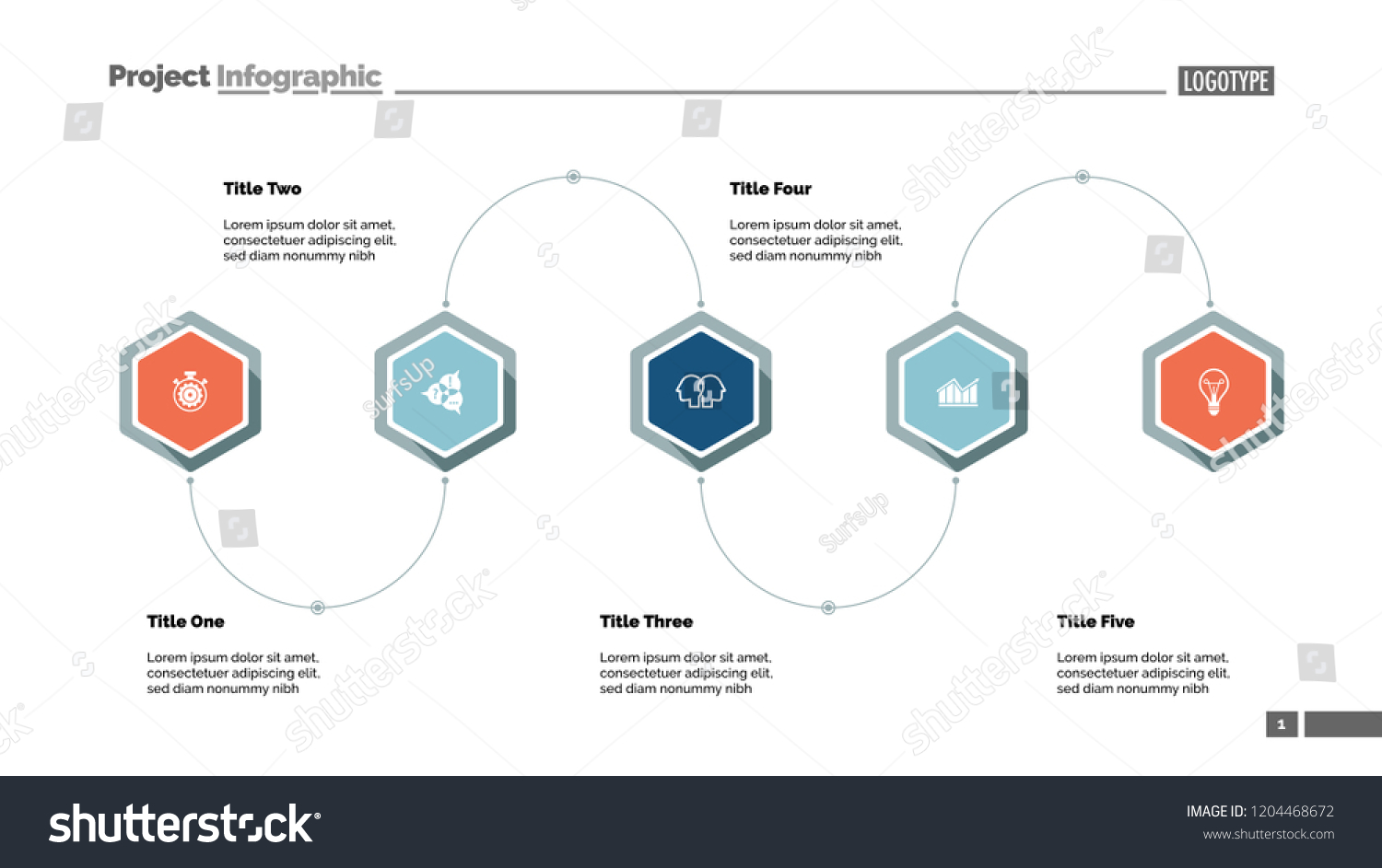 Five Step Process Diagram Slide Template Stock Vector (Royalty Free ...