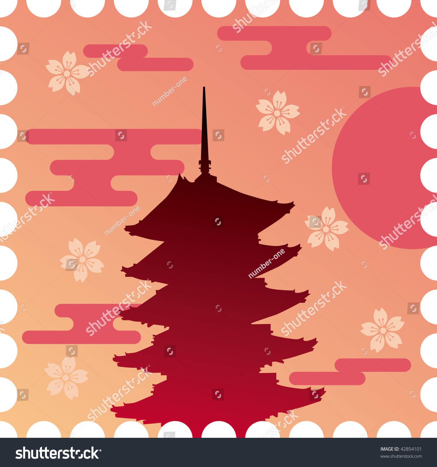 Five Story Pagoda Stock Vector Illustration 42854101 : Shutterstock
