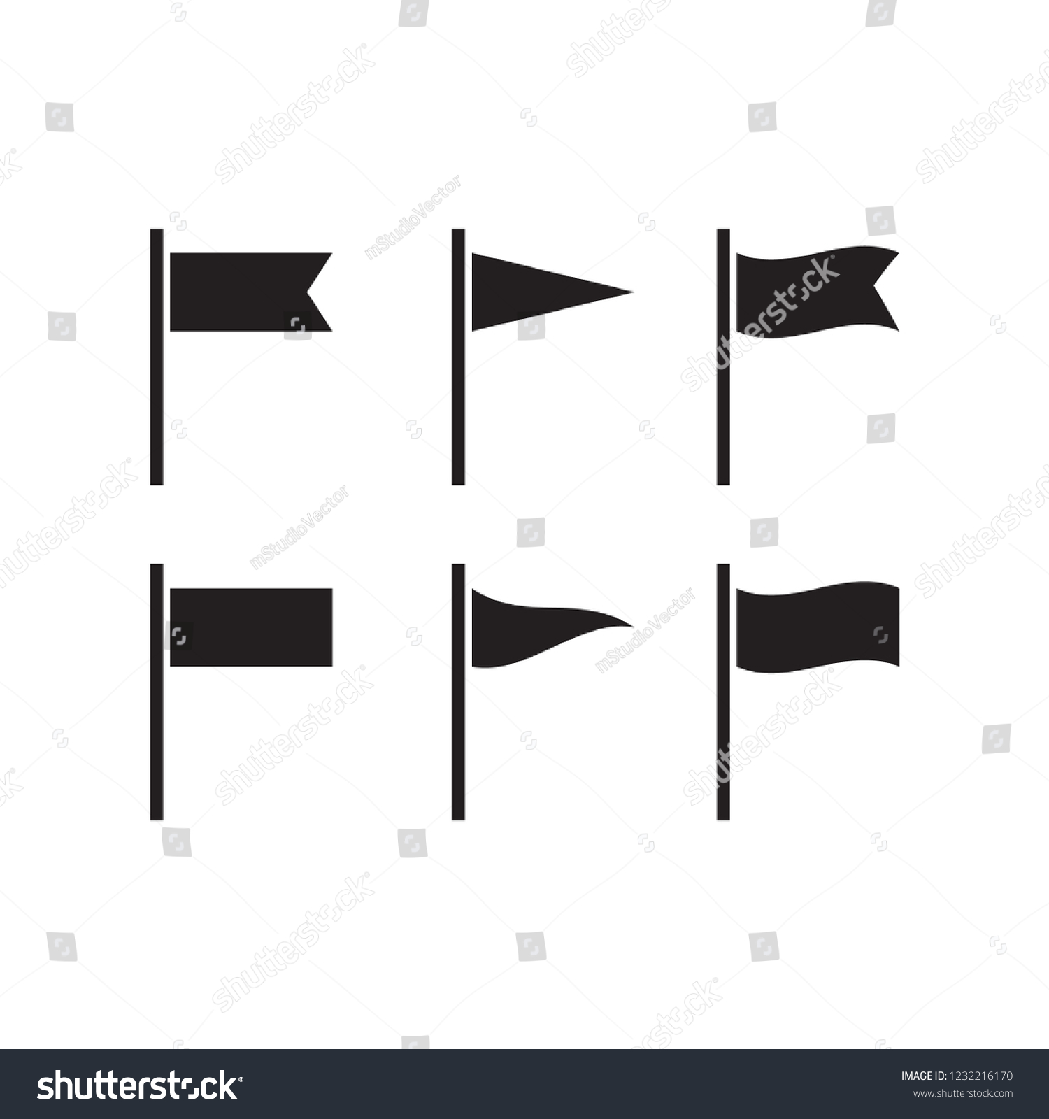 Flag Icons Flags Silhouettes Isolated Set Stock Vector (Royalty Free ...