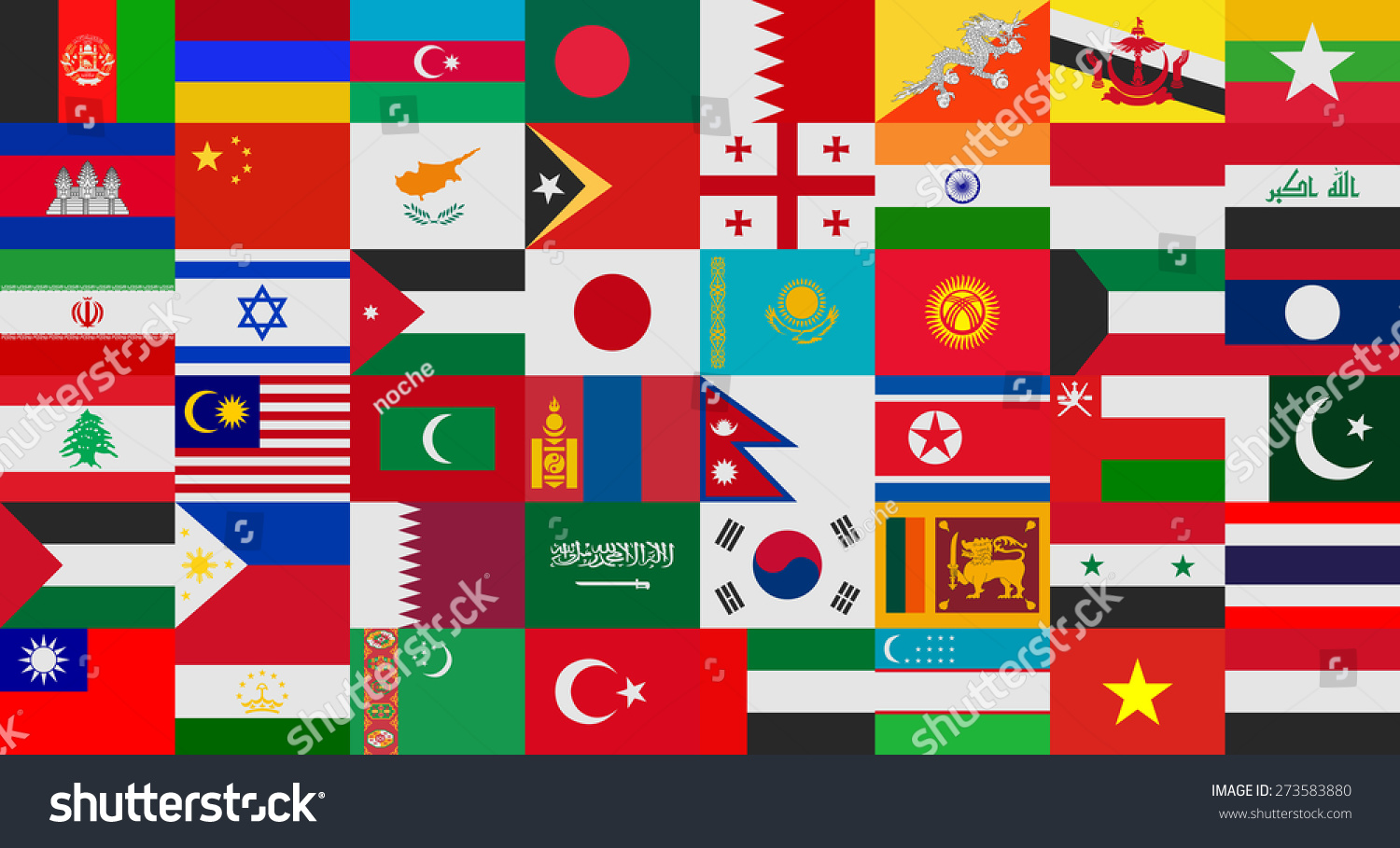 Flag Asia States Vector Set Stock Vector 273583880 - Shutterstock