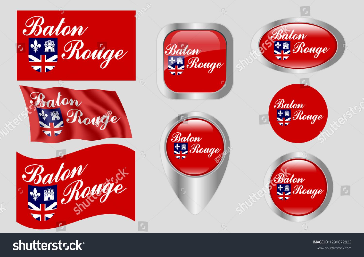 Flag Baton Rouge Louisiana Stock Vector (Royalty Free) 1290672823