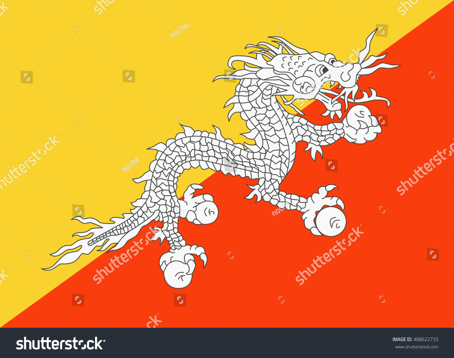 Flag Bhutan Stock Vector 488622733 - Shutterstock