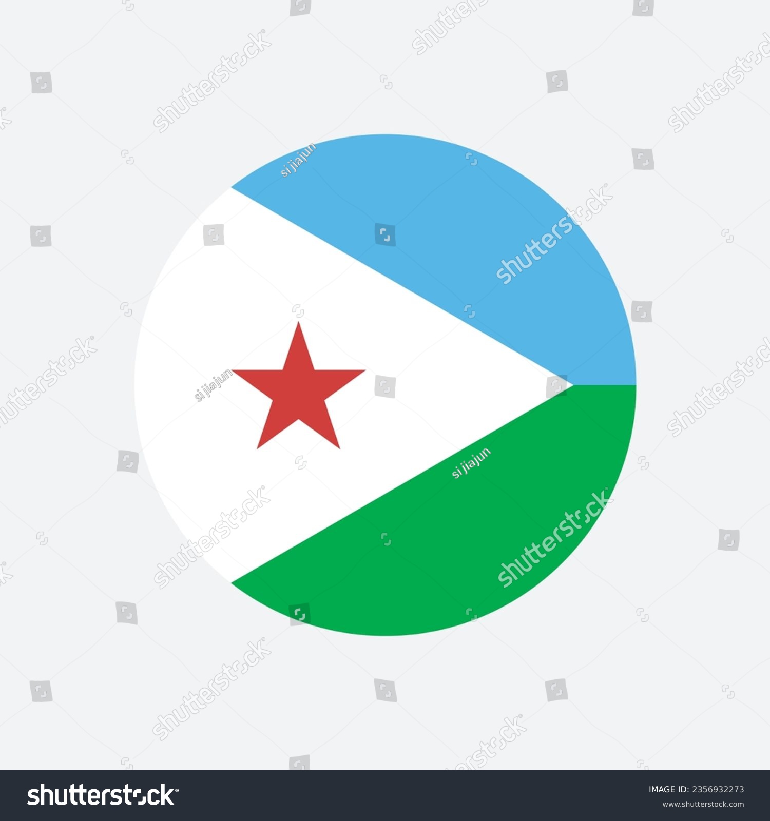 SVG of Flag of Djibouti. Button flag icon. Standard color. Round button icon. The circle icon. Computer illustration. Digital illustration. Vector illustration. svg
