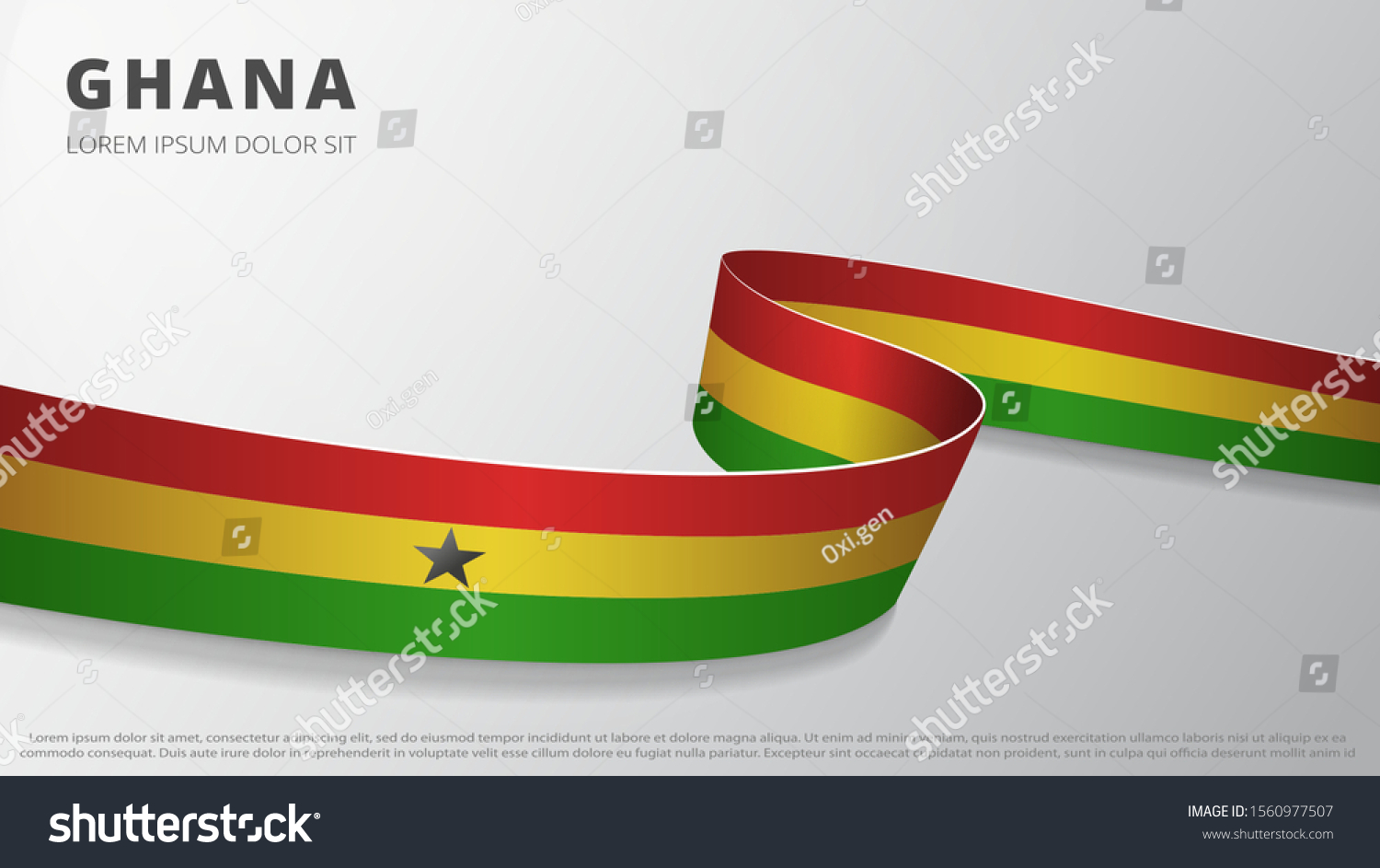 Flag Ghana Realistic Wavy Ribbon Ghanaian Stock Vector Royalty Free