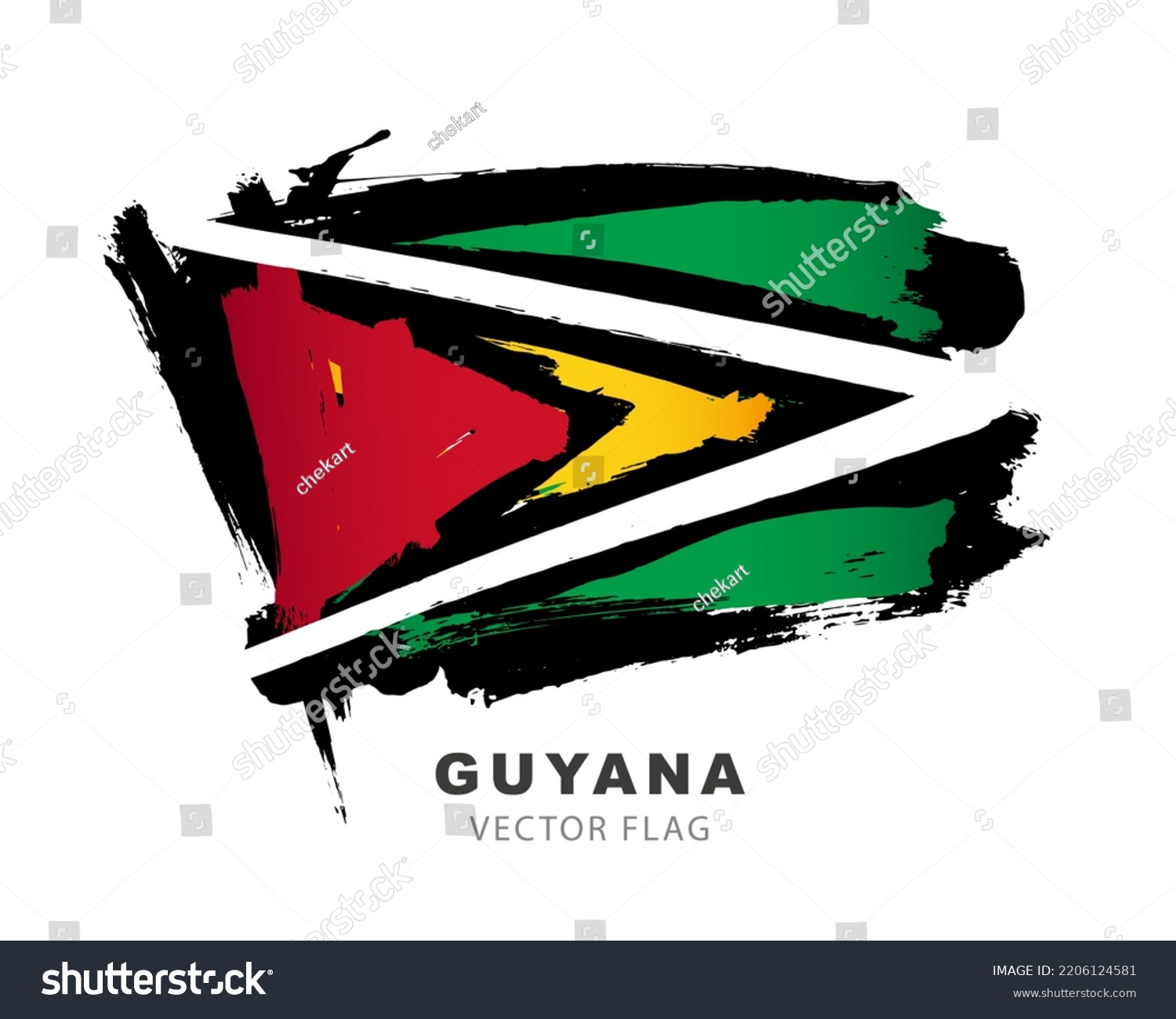 SVG of Flag of Guyana. Colored brush strokes drawn by hand. Vector illustration isolated on white background. Colorful Guyanese flag logo. svg