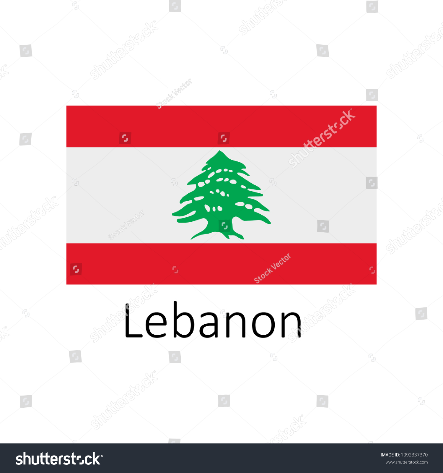 Flag Lebanon Name Icon Official Colors Stock Vector (Royalty Free ...