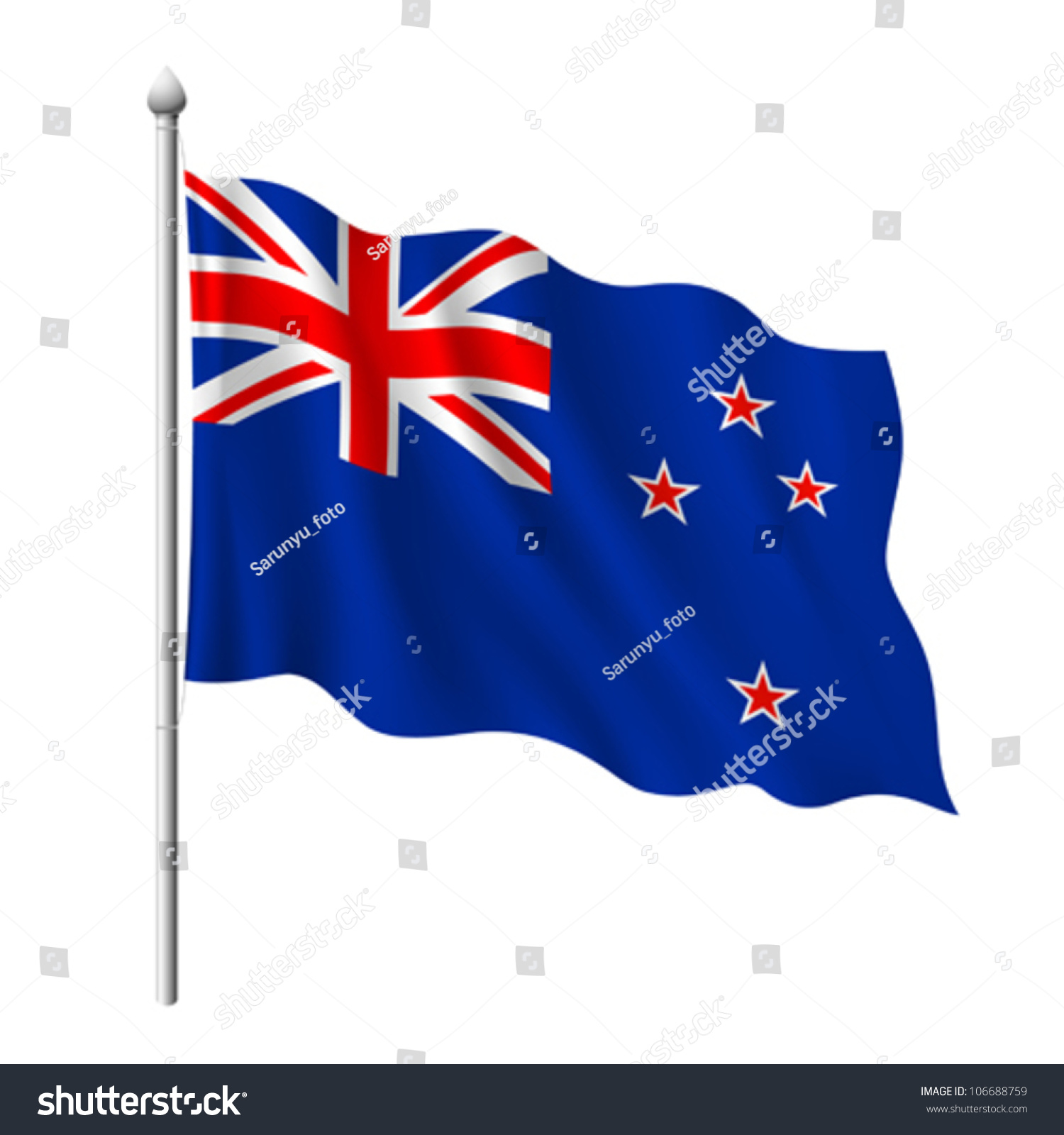 Flag New Zealand Vector Illustration Stock Vector 106688759 - Shutterstock