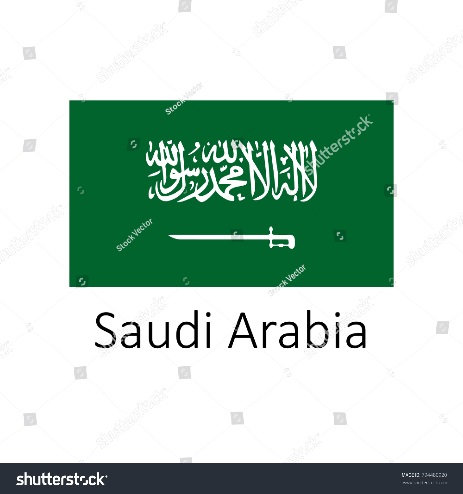Flag Saudi Arabia Name Icon Official Stock Vector (Royalty Free ...