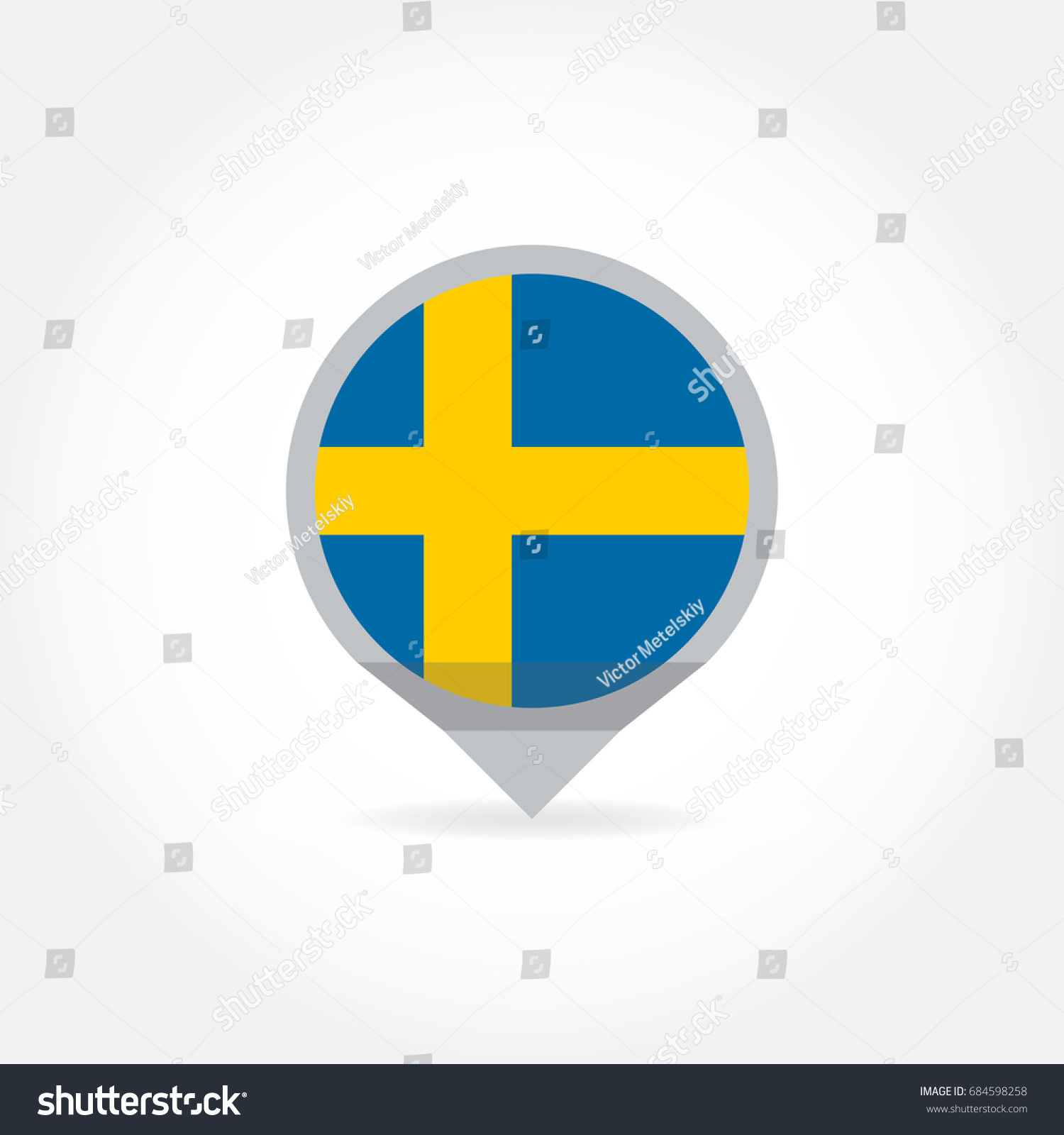 Flag Sweden Icon Shape Map Pointer Stock Vector (Royalty Free ...