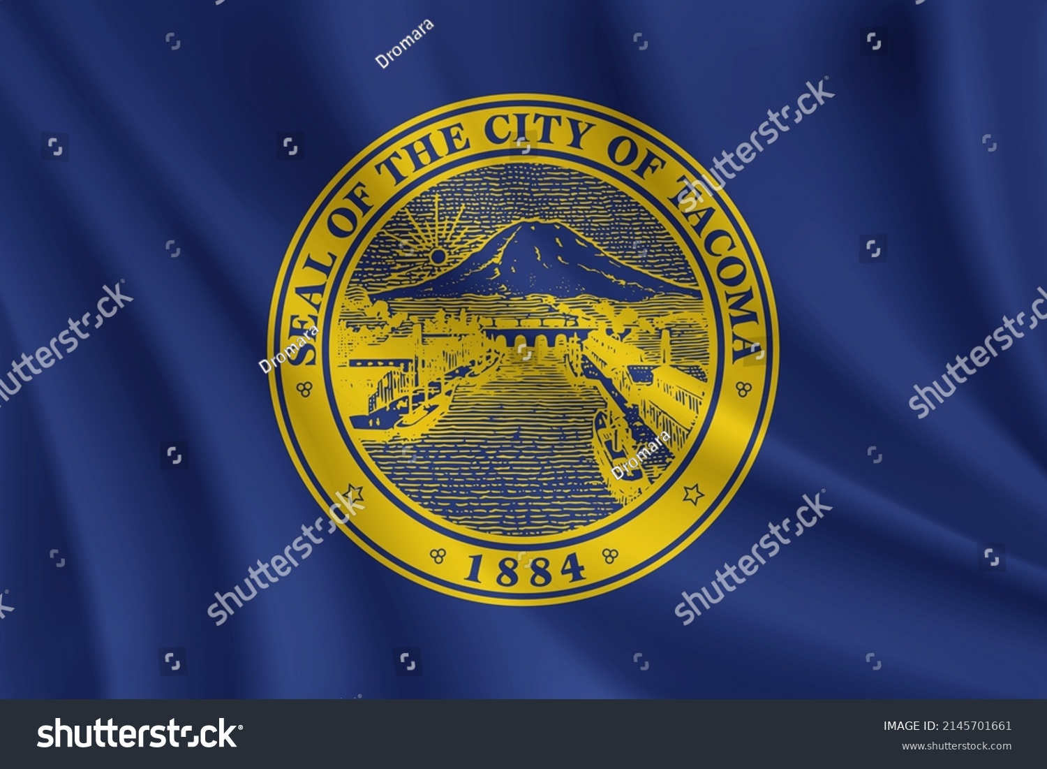SVG of Flag of Tacoma, Washington, USA. Realistic waving flag of Tacoma vector background. svg