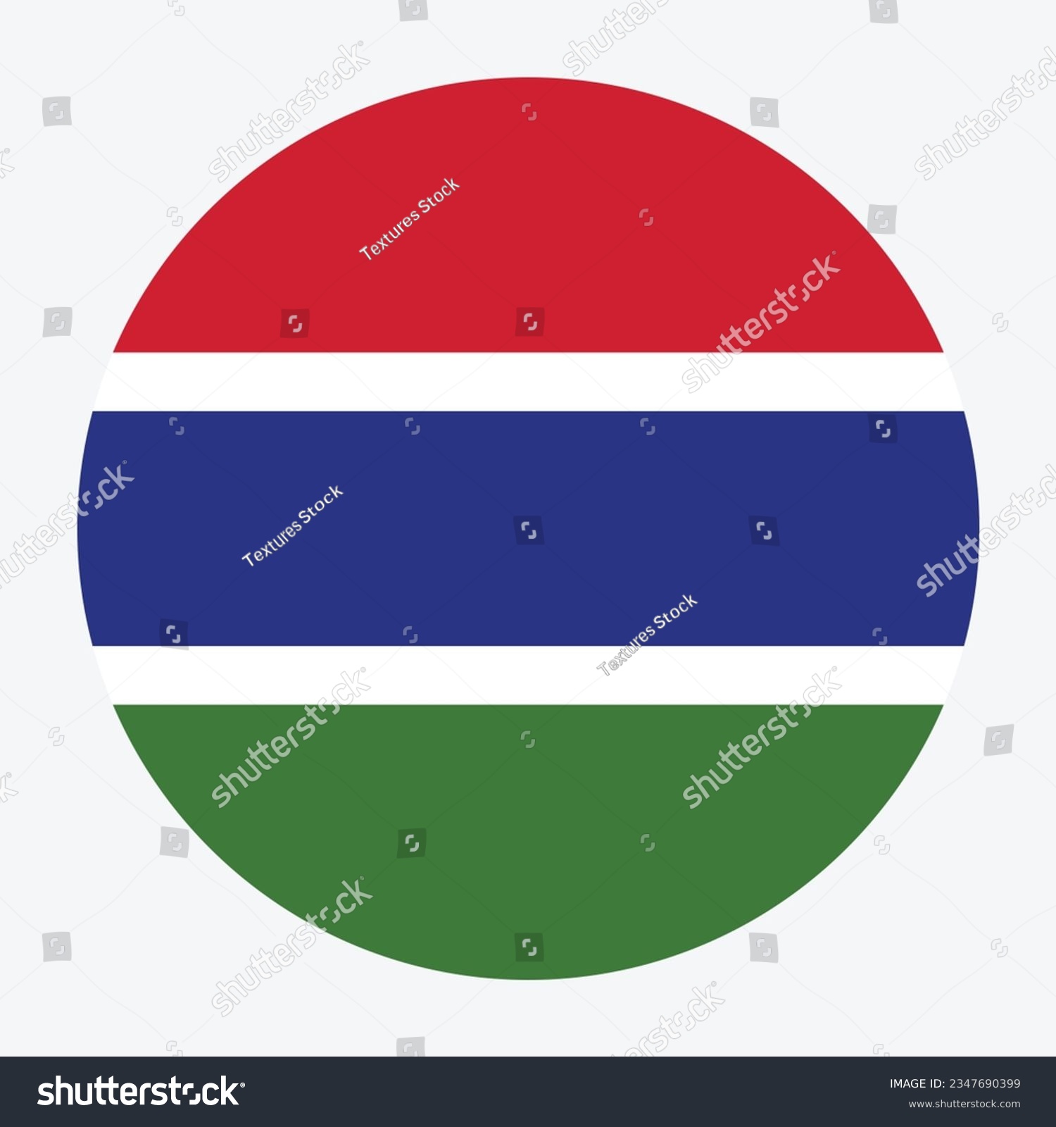 SVG of Flag of the Gambia. Flag icon. Standard color. Circle icon flag. Computer illustration. Digital illustration. Vector illustration. svg