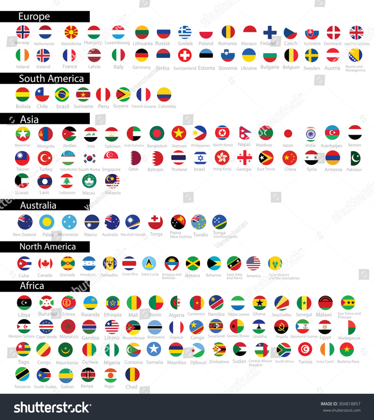 Flag Of The World. Vector Illustration. - 304818857 : Shutterstock