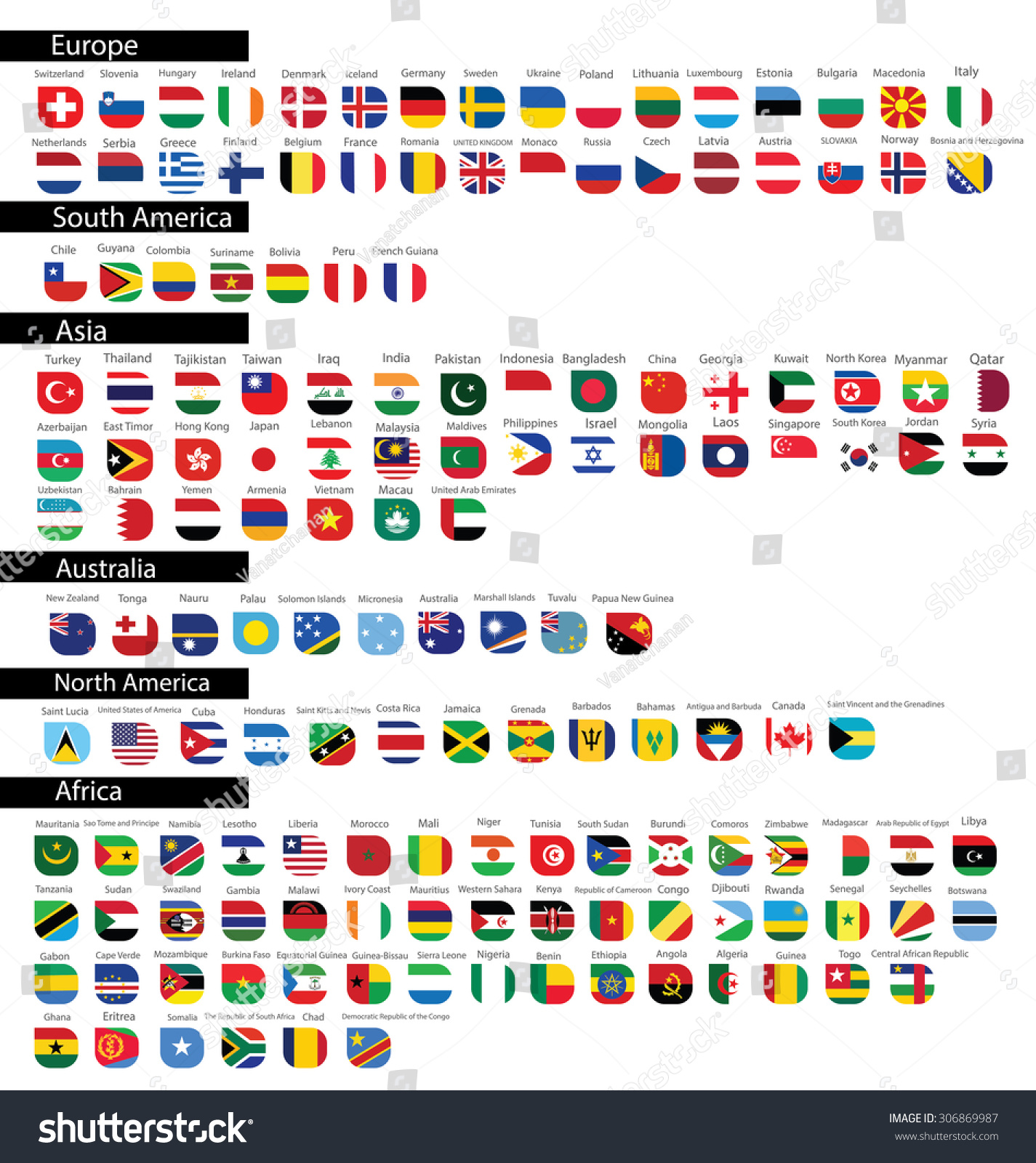 Flag Of The World. Vector Illustration. - 306869987 : Shutterstock