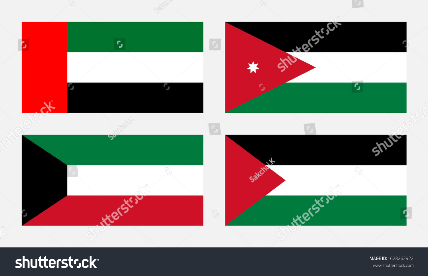 Flag Uae Jordan Kuwait Palestine On Vector (Royalty Free) 1628262922