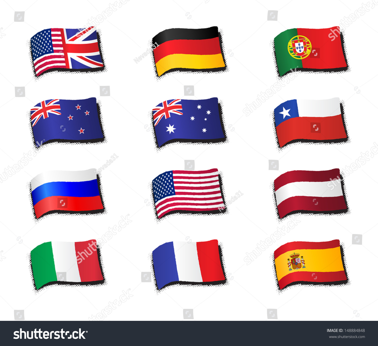 Flags Icons Stock Vector 148884848 : Shutterstock