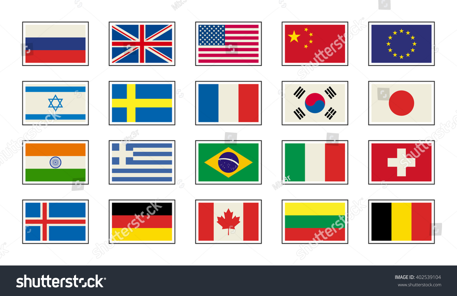 Flags Icons In Flat Style. Simple Flags Of The Countries Stock Vector ...