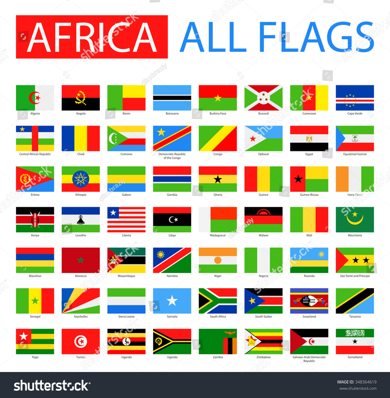 Flags Africa Full Vector Collection Stock Vector (Royalty Free ...