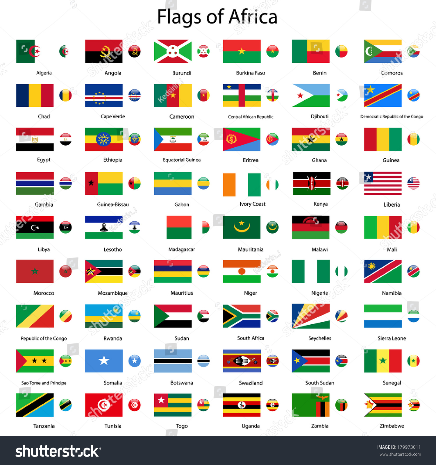 Flags Africa Vector Set Stock Vector (Royalty Free) 179973011 ...