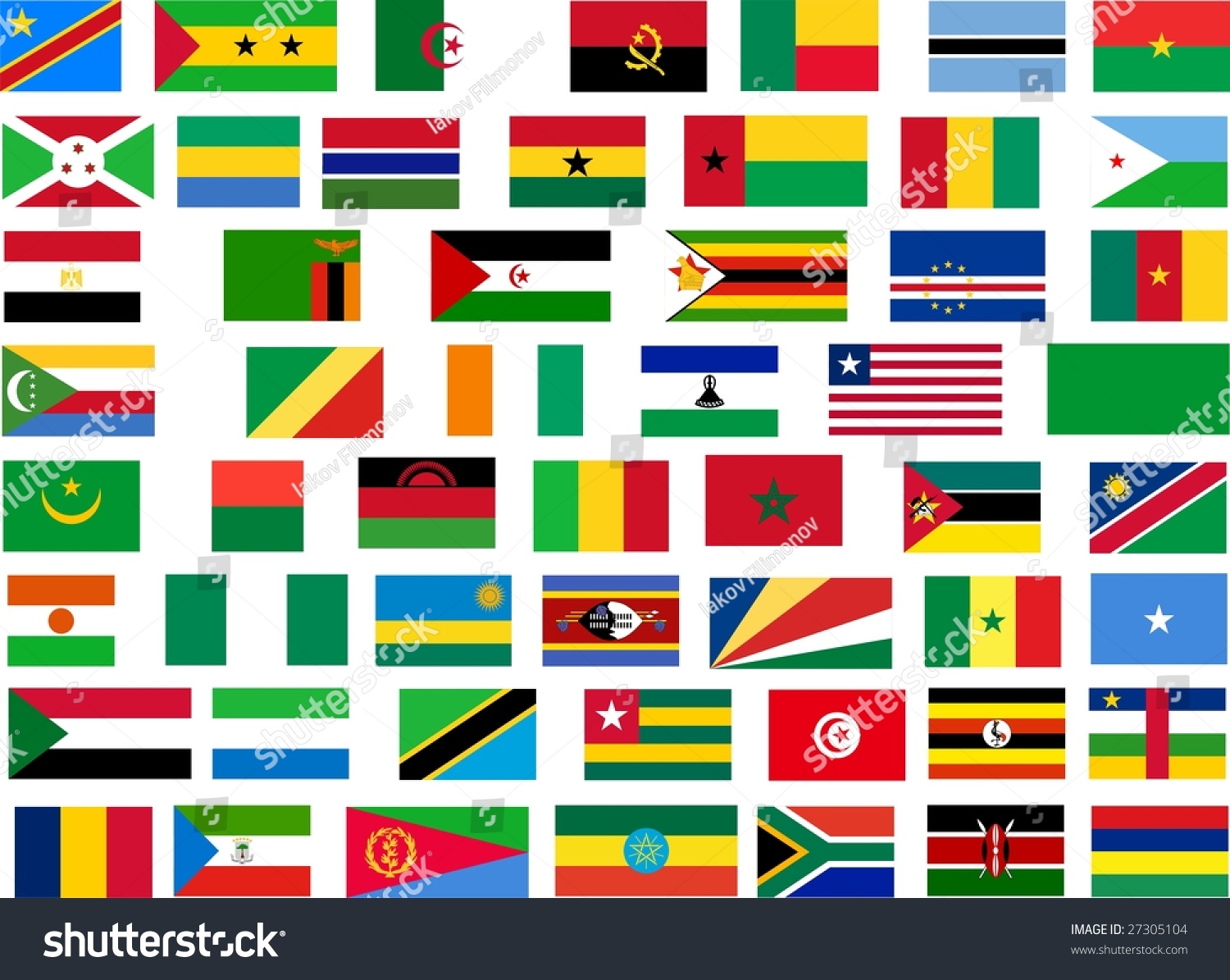 Flags All Africa Countries Illustration Over Stock Vector 27305104 ...