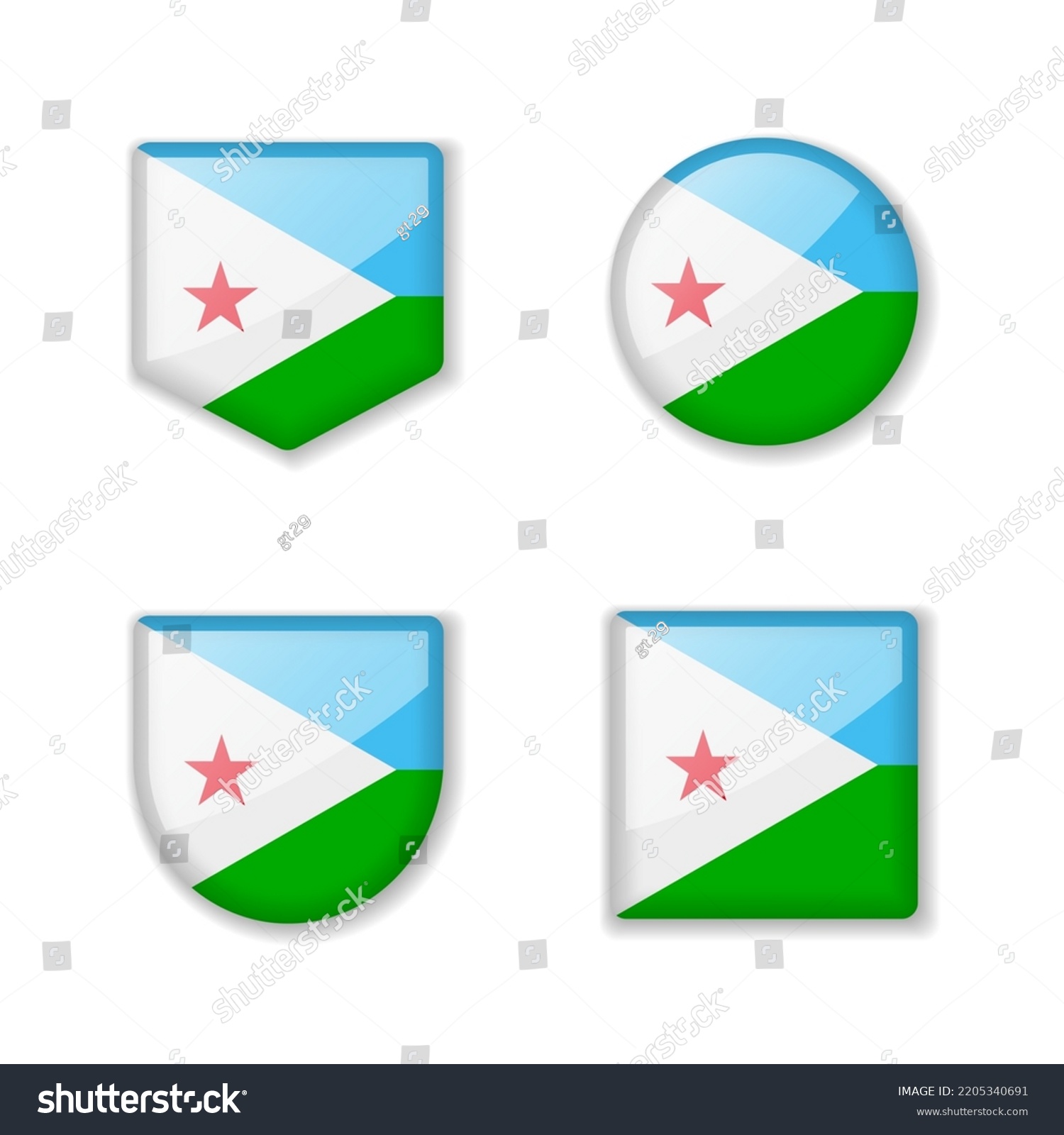 SVG of Flags of Djibouti - glossy collection. Set of vector illustrations svg