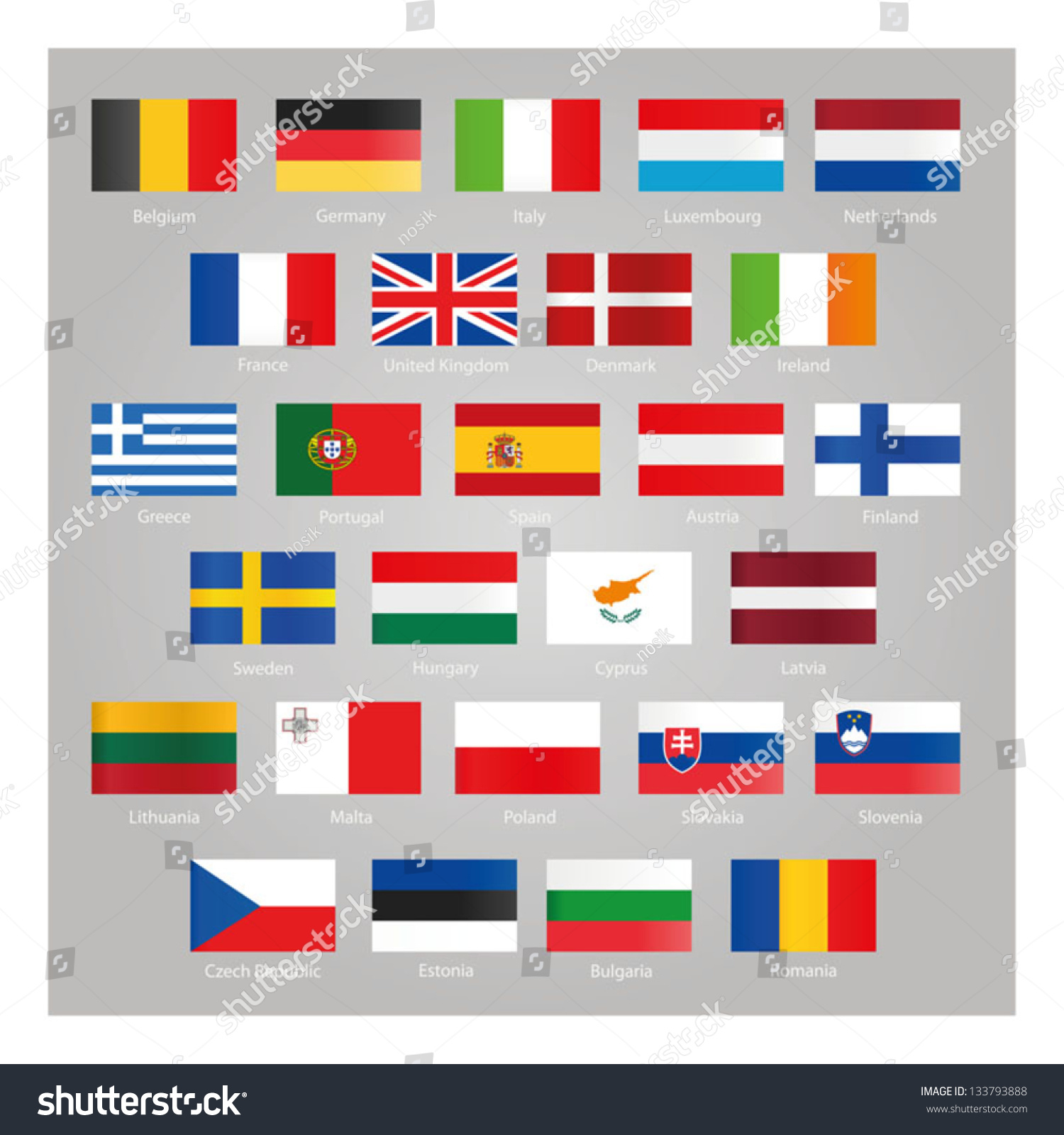 Flags Of Eu Countries Stock Vector Illustration 133793888 : Shutterstock