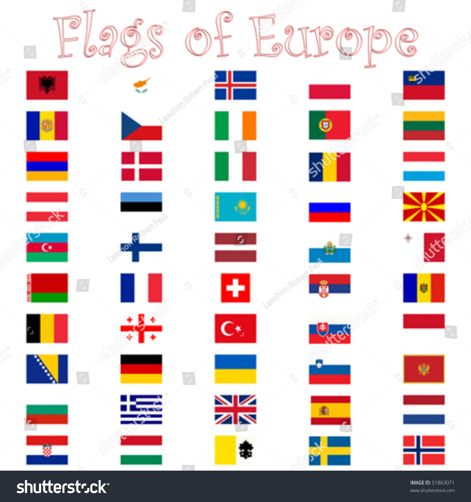 Flags Of Europe Against White Background, Abstract Vector Art ...