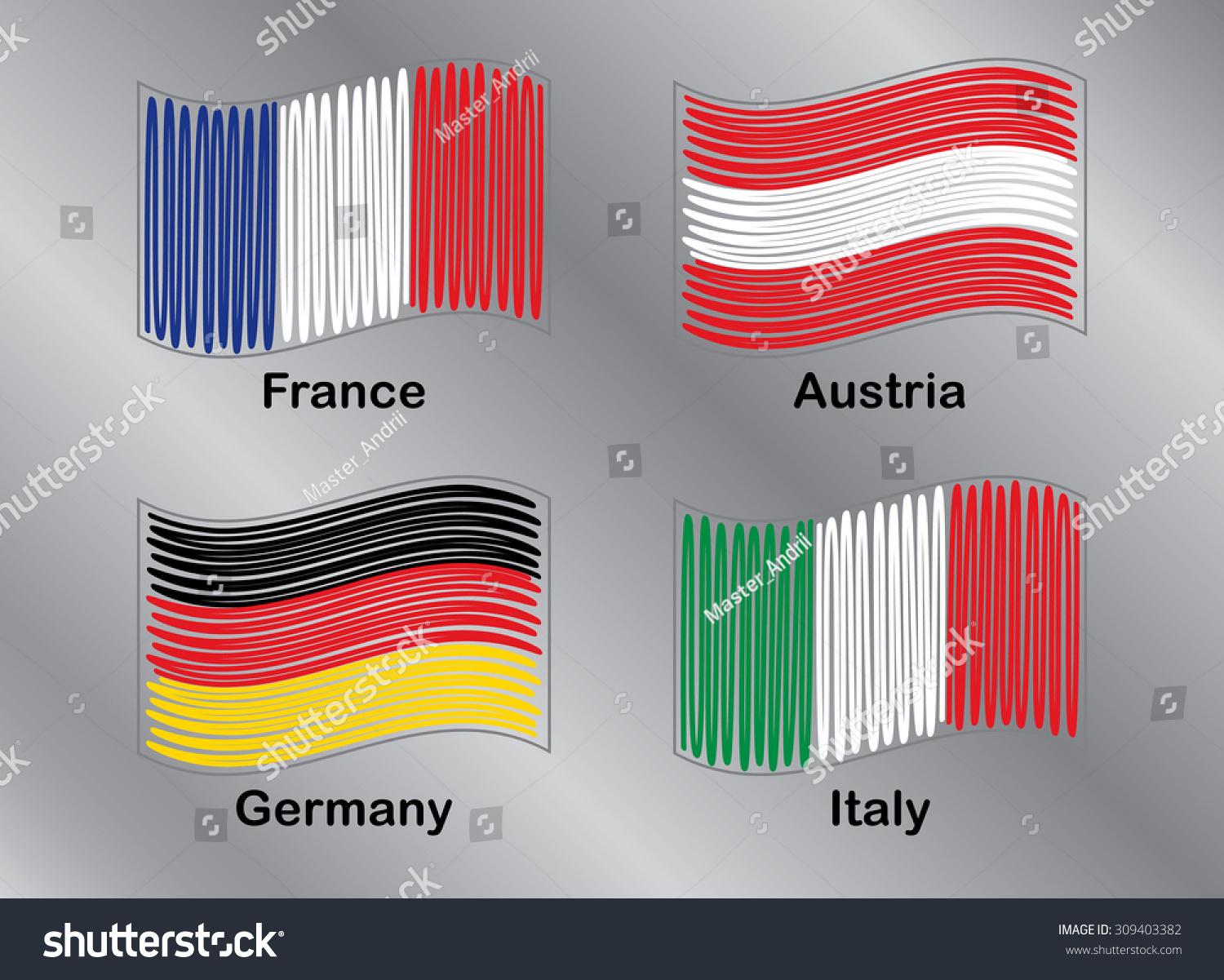 Flags Europe France Germany Austria Italy Stock Vector Royalty Free 309403382