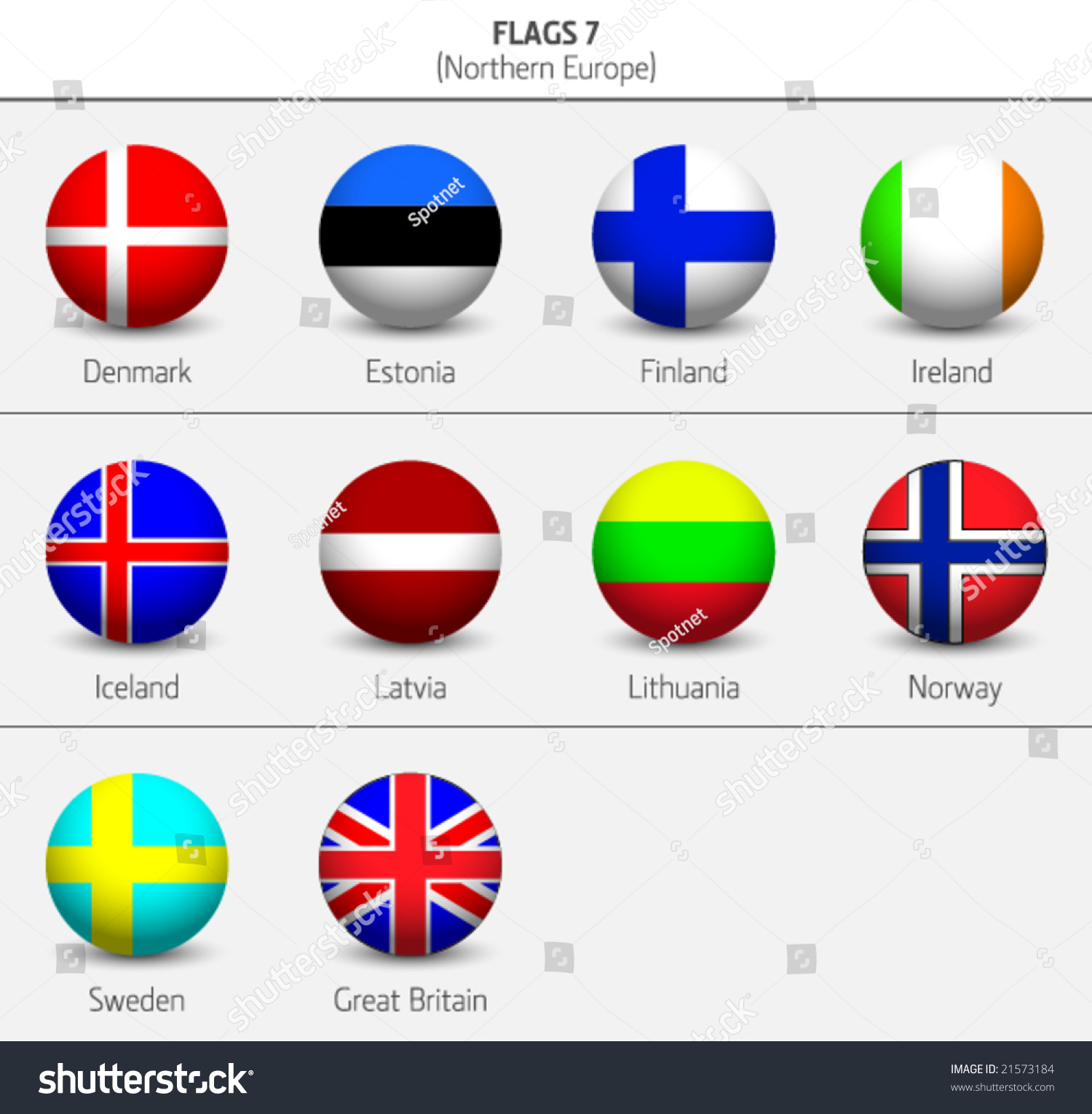 Flags Of Northern Europe States 7 Stock Vector Illustration 21573184 ...