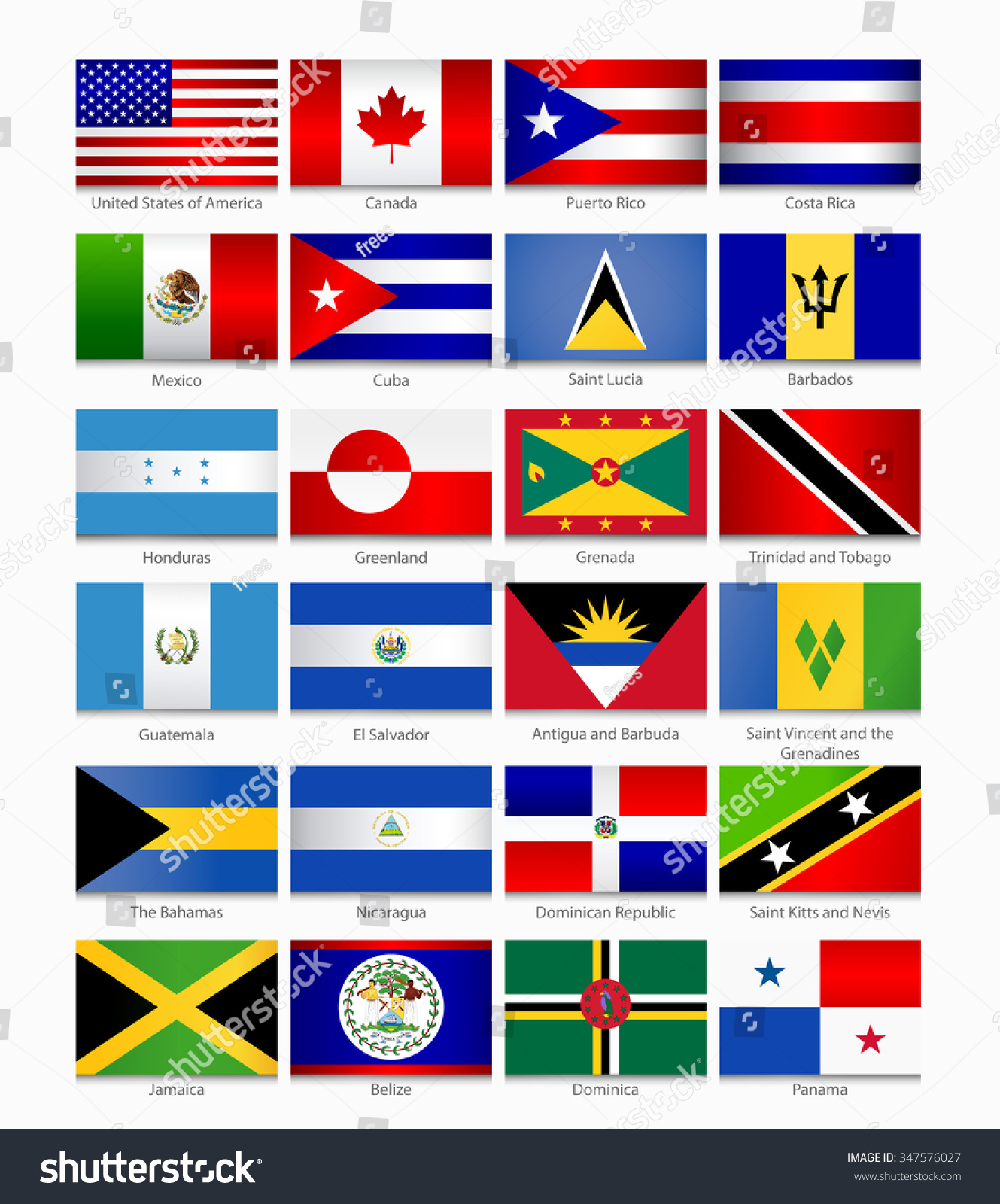 Flags Of The Americas. Part 1 Stock Vector 347576027 : Shutterstock