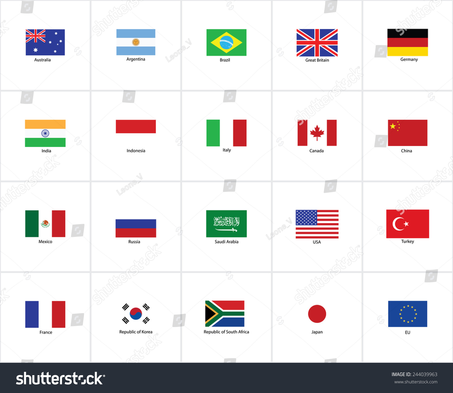 Flags Of The World Stock Vector Illustration 244039963 : Shutterstock