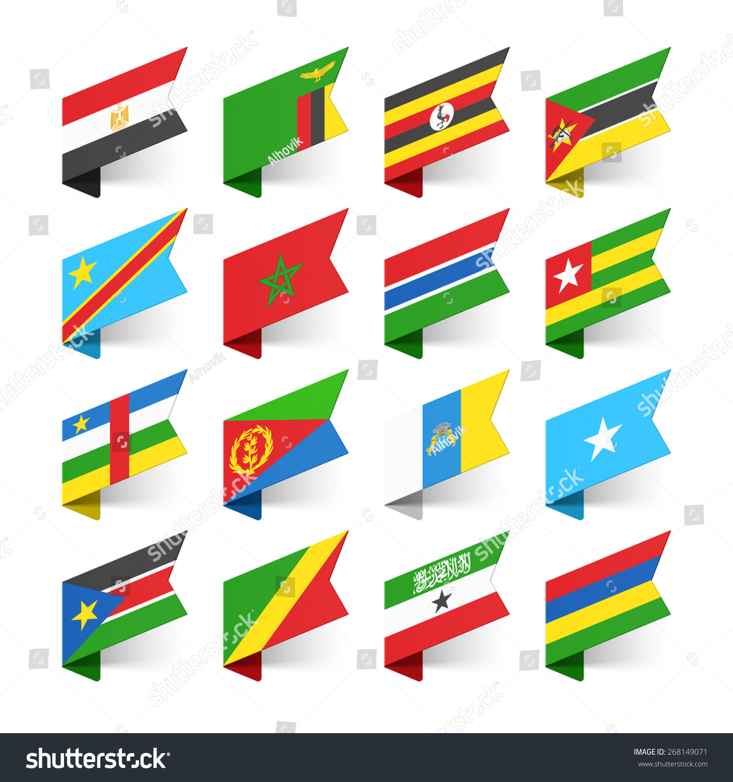 Bandeiras do Mundo África conjunto vetor stock livre de direitos Shutterstock