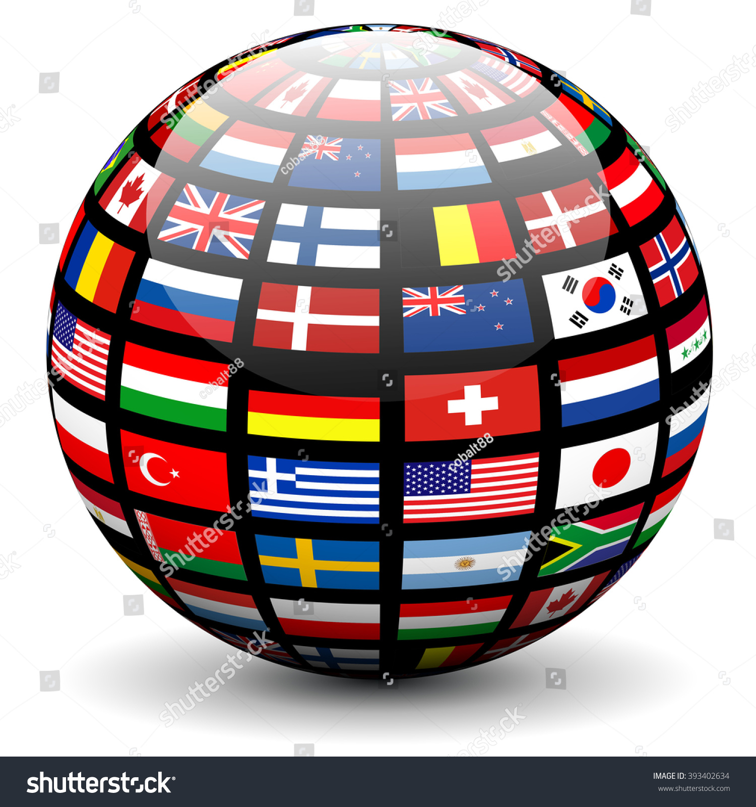 Flags World On Globe Vector Design Stock Vector 393402634 Shutterstock