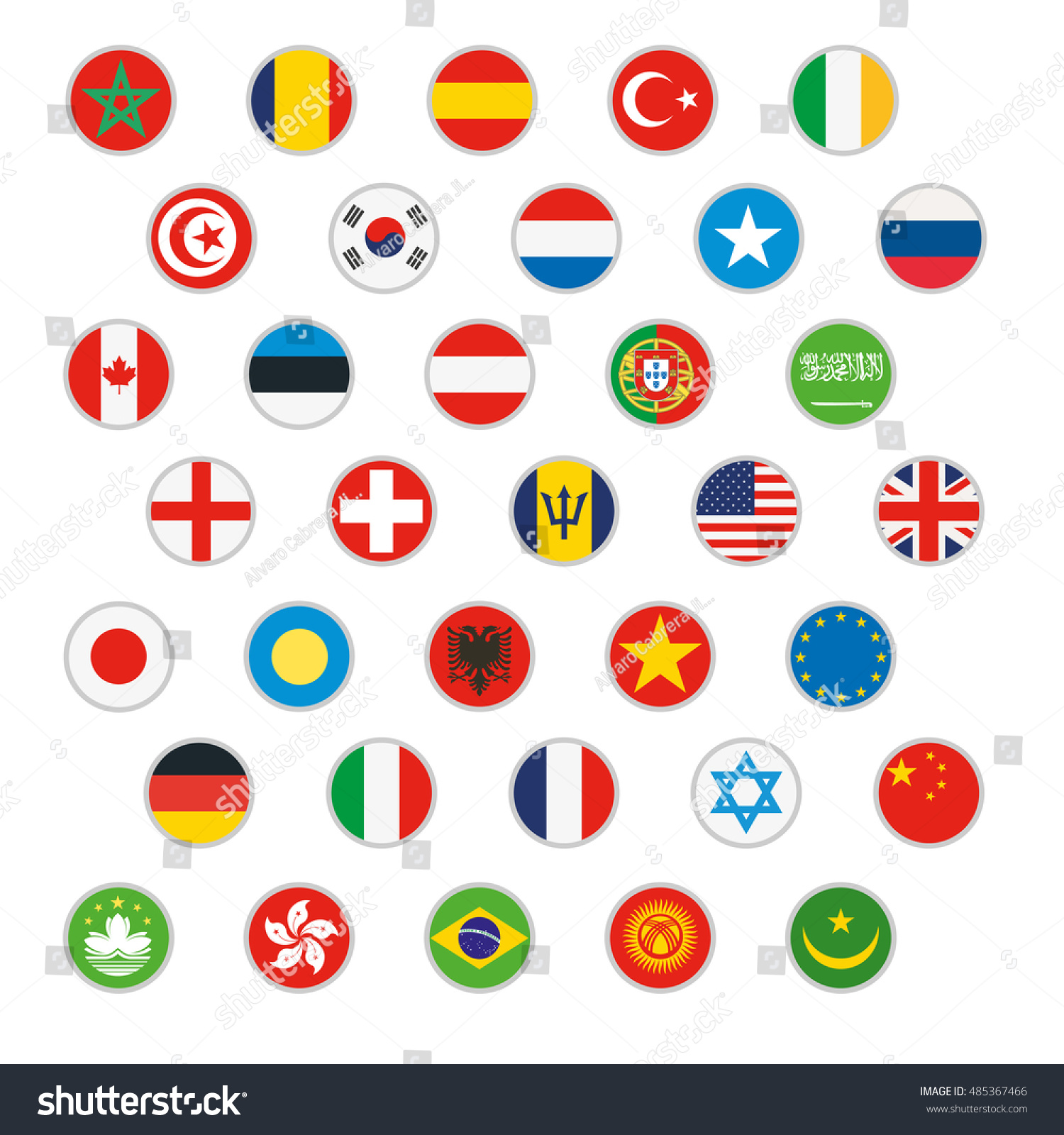 Flags World Vector Icons Set เวกเตอร์สต็อก ปลอดค่าลิขสิทธิ์ 485367466 Shutterstock 