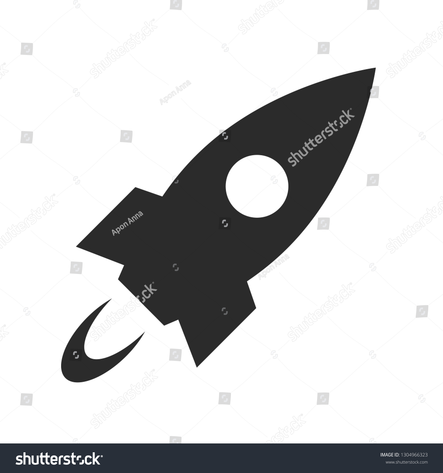 Flaing Rocket Icon Space Stock Vector (Royalty Free) 1304966323