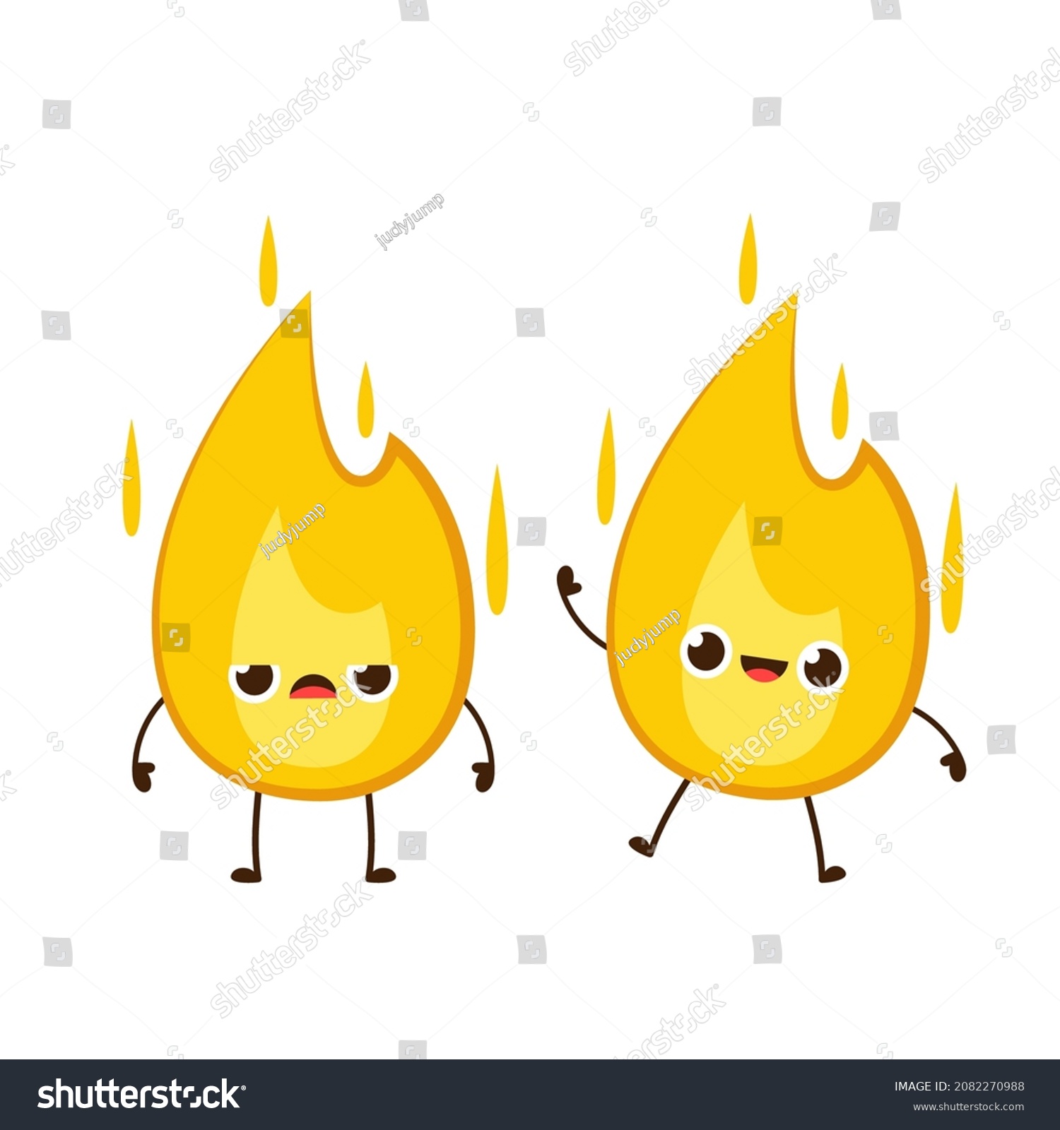 Flame Cartoon Vector Cute Flame Character Stock Vector (Royalty Free ...