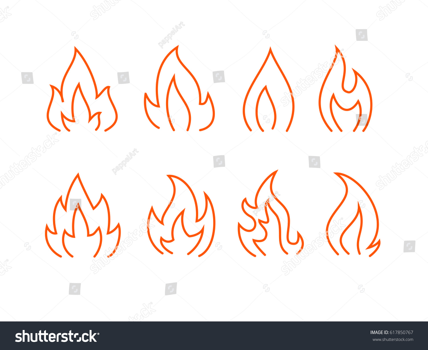 Flame Outline Icon Stock Vector 617850767 - Shutterstock