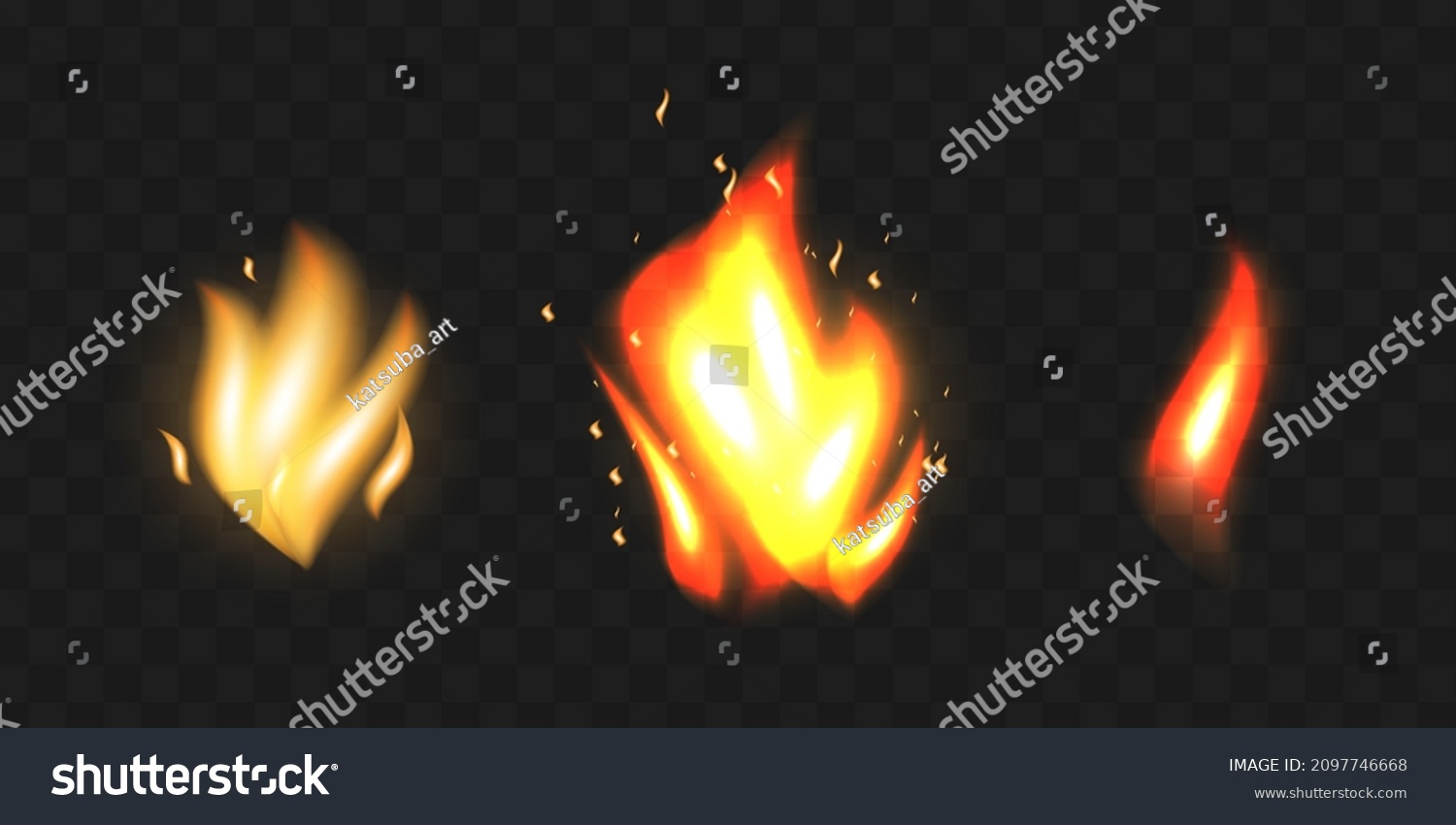 Flame Set Fire Sparks Vector Clipart Stock Vector (Royalty Free) 2097746668