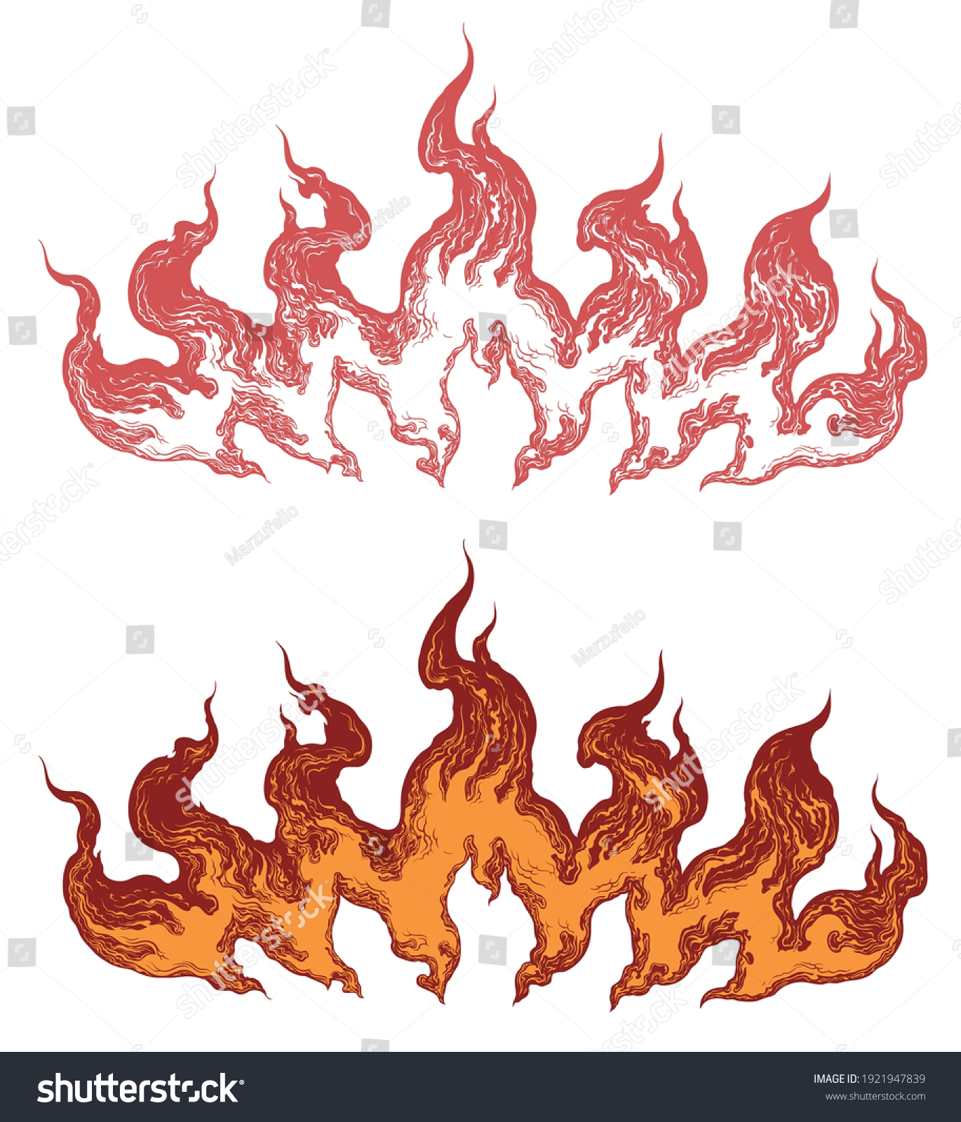 Flame Shape Art Detailed Editable Illustration Stock Vector Royalty Free 1921947839