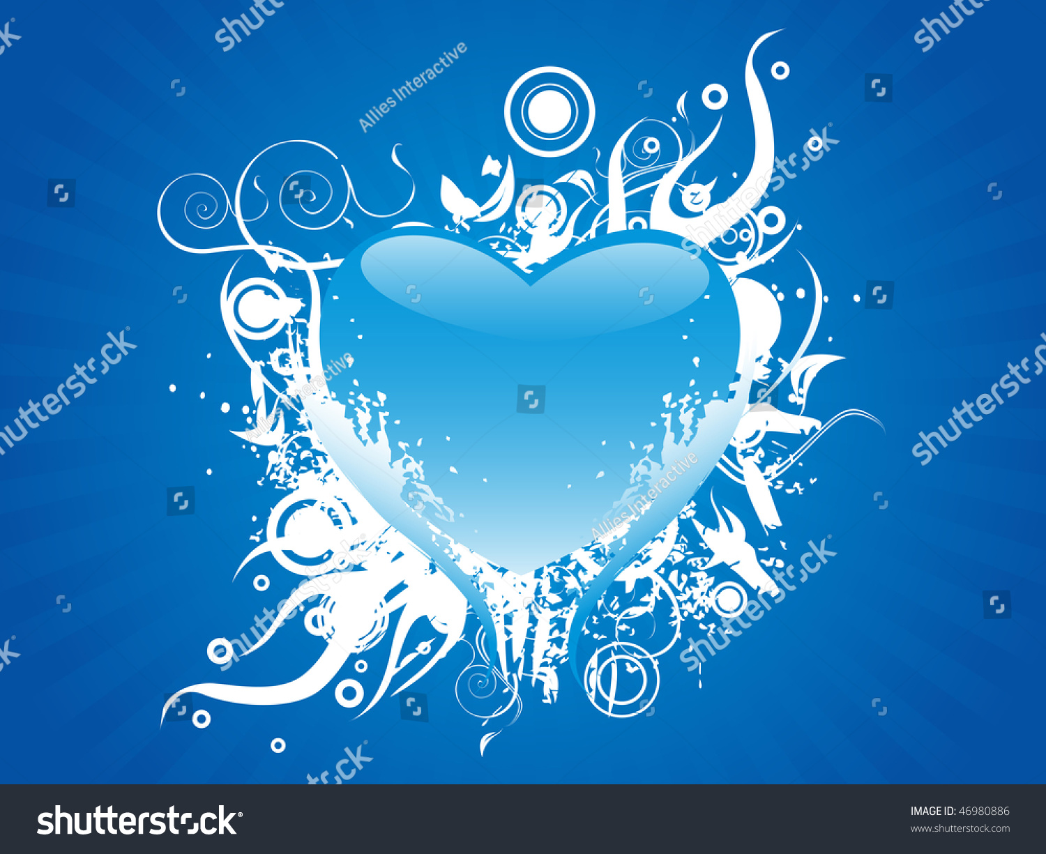 Flaming Heart Isolated On Blue Stock Vector Illustration 46980886 ...
