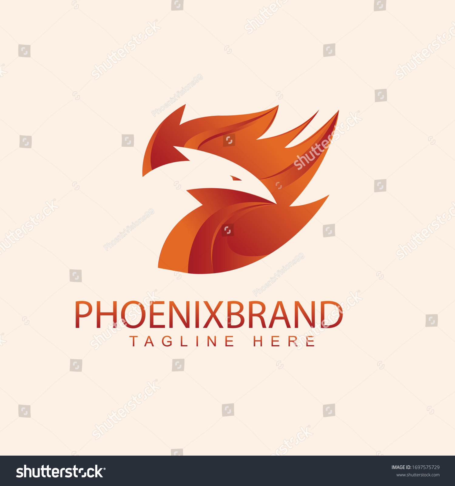 Flaming Phoenix Bird Logo Design Stock Vector Royalty Free