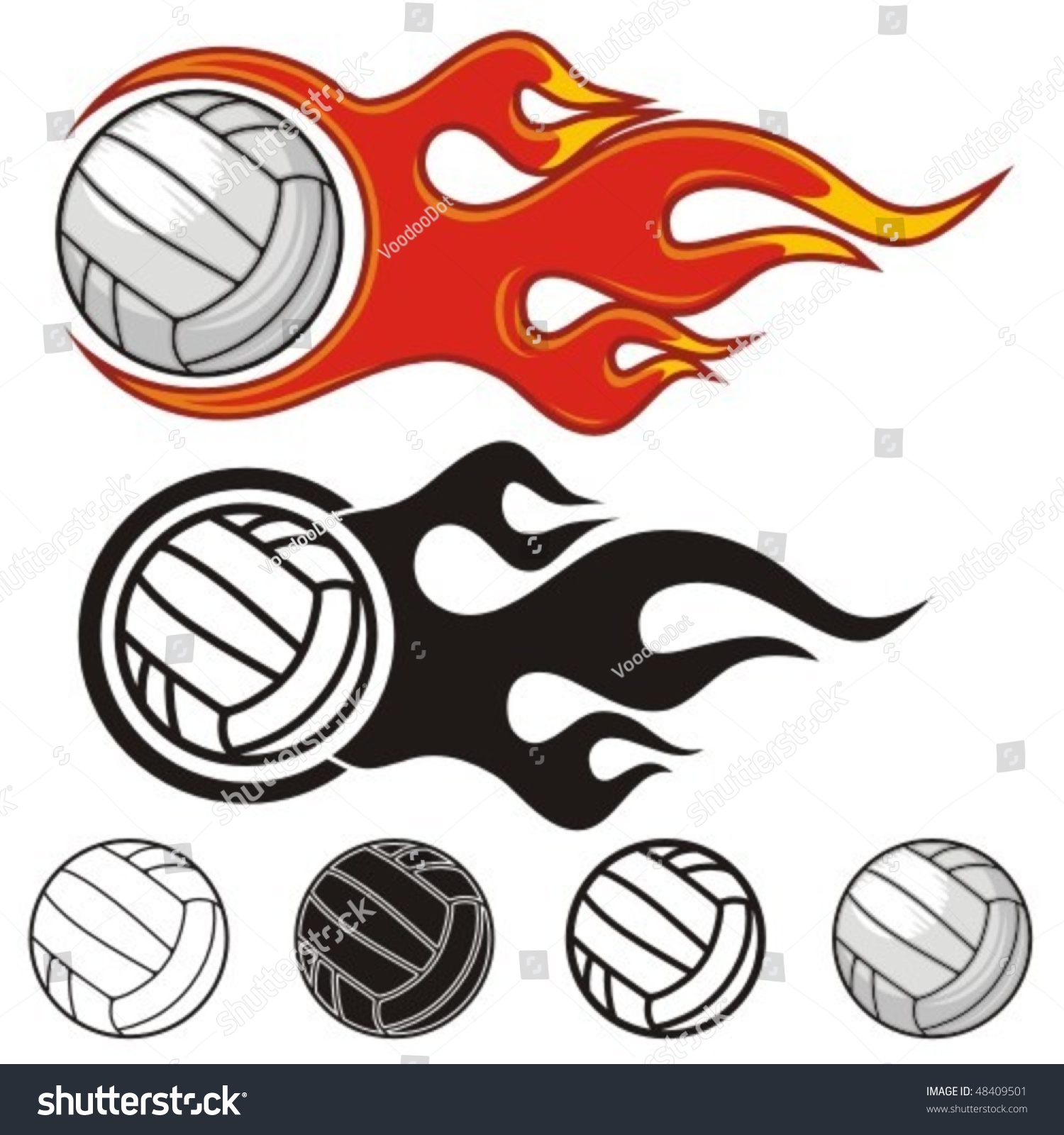 Flaming Volleyball Ball. Vector Illustration. - 48409501 : Shutterstock